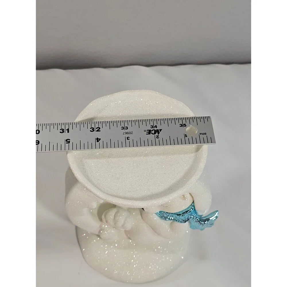 Bath & Body Works 2024 POLAR BEAR RING 3 Wick Candle Holder White Glitter *Flaw*